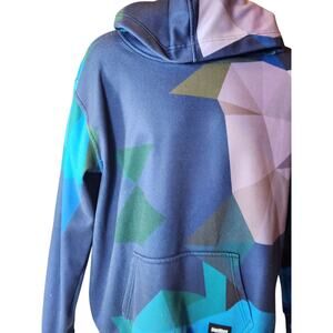 Fresh Hoods Hoodie Mens Medium Blue Purple Geometric Kangaroo Pocket Streetwear